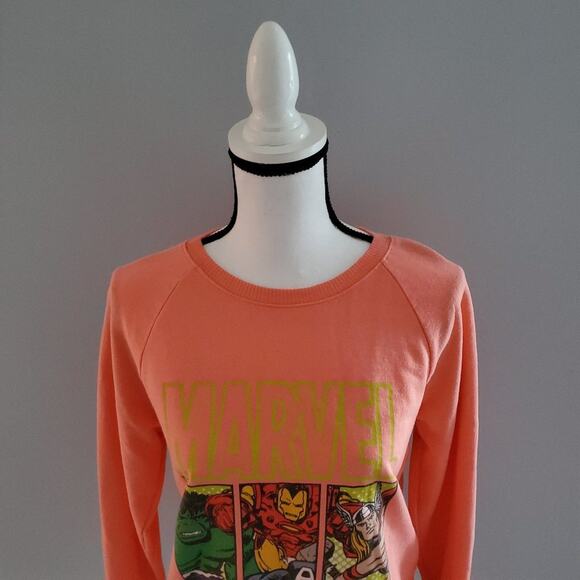 Mighty Fine Marvel Heroes Round Neck Orange Sweatshirt Size M - Picture 3 of 5